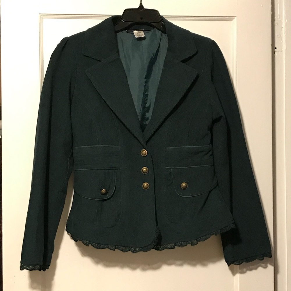 Flattering forest green corduroy blazer